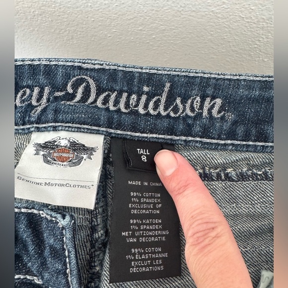 Harley Davidson Embellished Wings Stretch Contoured Boot Cut Jeans Size 8 Tall - Picture 12 of 12